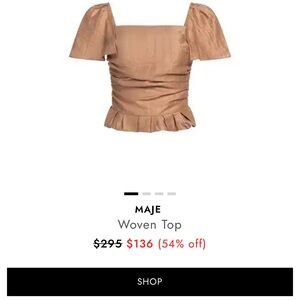 Maje Brown Puff Sleeve Blouse